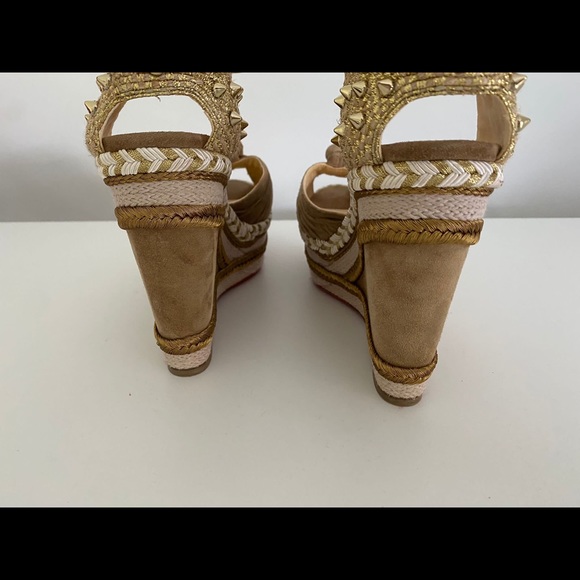 Christian louboutin Madcarina 120 Tan Suede Wedge - Picture 8 of 10